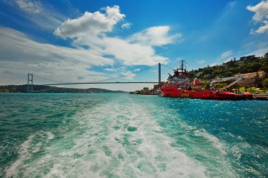 Istanbul, Türkiye - 29 Mayıs 2017: Gemi cruise üzerinde boğaz st