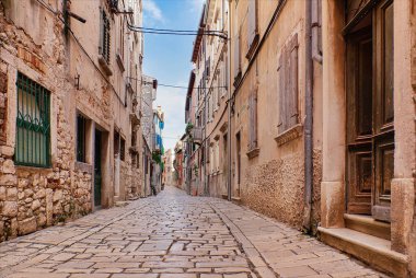 Rovinj eski kenti sokakları, Hırvatistan 'da popüler seyahat merkezleri