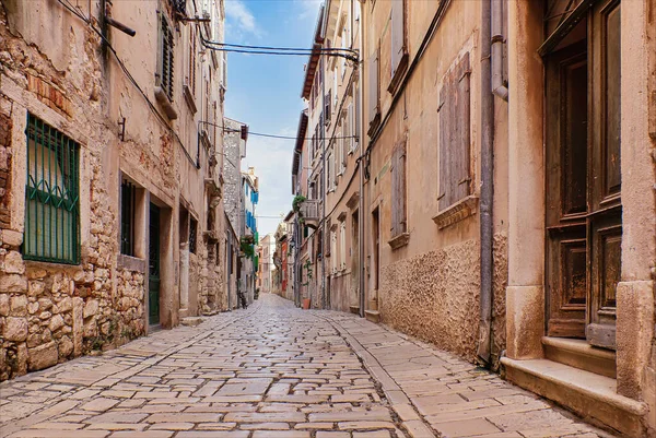 Ruas Rovinj Cidade Velha Destino Viagem Popular Croácia — Fotografia de Stock