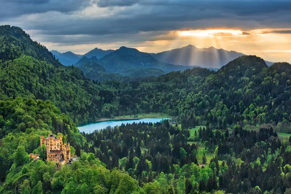 Hohenschwangau Castle Bavaria Germany Springtime Outdoor Background — Stock Photo, Image