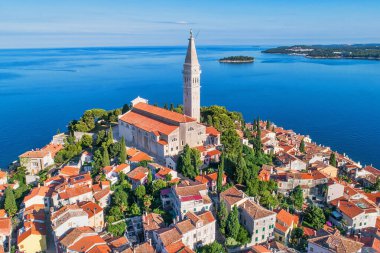 Aerial view to Roving old town, popular travel destination in Croatia. clipart