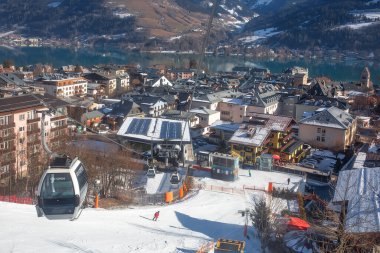ZELL AM SEE, AUSTRIA - January 15th, 2020: View to the town from City Xpress ski lift
