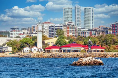 ISTANBUL, TURKEY - October 9th, 2019: Genuine architecture along the banks of Bosphorus, popular travel destination and significant passway between Europe and Asia. Bosphorus cruise.