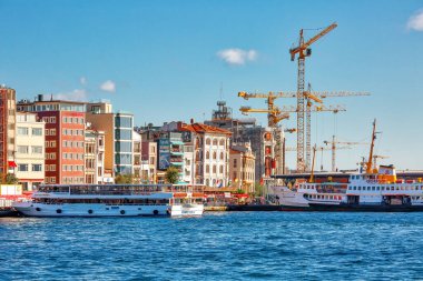 ISTANBUL, TURKEY - October 9th, 2019: Genuine architecture along the banks of Bosphorus, popular travel destination and significant passway between Europe and Asia. Bosphorus cruise.