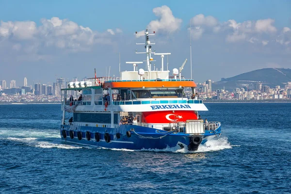 Istanbul Turquia Outubro 2019 Navio Cruzeiro Águas Bósforo Fundo Viagem — Fotografia de Stock