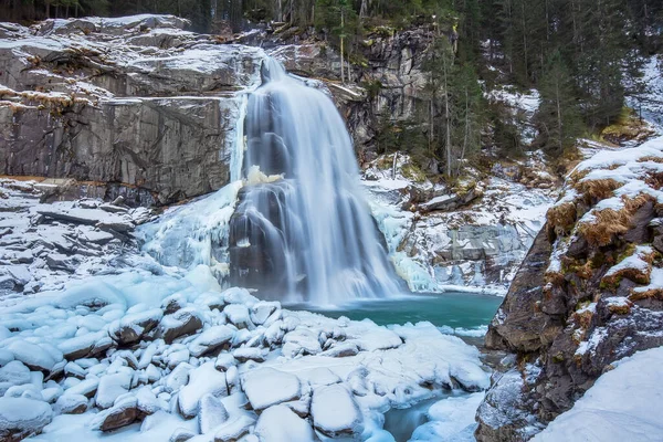 Cascata Krimml Inverno Cascata Più Alta Austria — Foto Stock