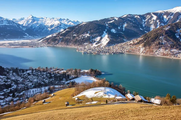 Вид Воздуха Город Целль Зее Красивое Озеро Целль Австрии — стоковое фото