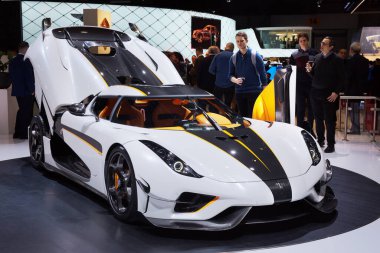 GENEVA, SWitzERLAND - 6 Mart 2018: Koenigsegg Regera, Koenigsegg Otomotiv Sergisi