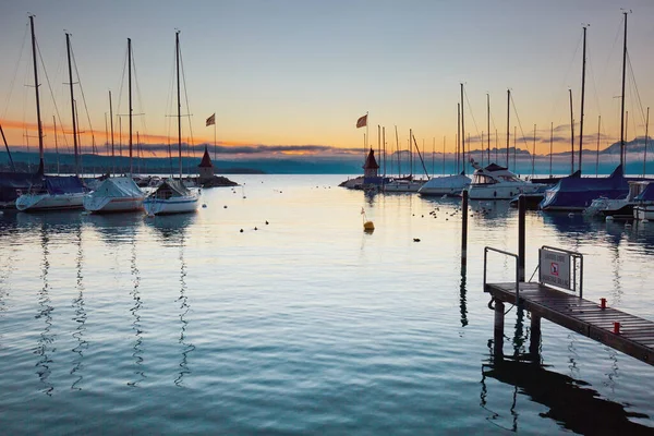 Morges Switzerland March 7Th 2018 Early Morning Marina Lake Geneva — стокове фото