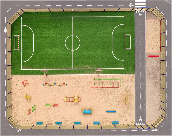 Leerer Spielplatz Keine Menschen Luftaufnahme — Stockfoto