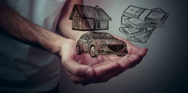 Verzekering huis, auto en concept. — Stockfoto