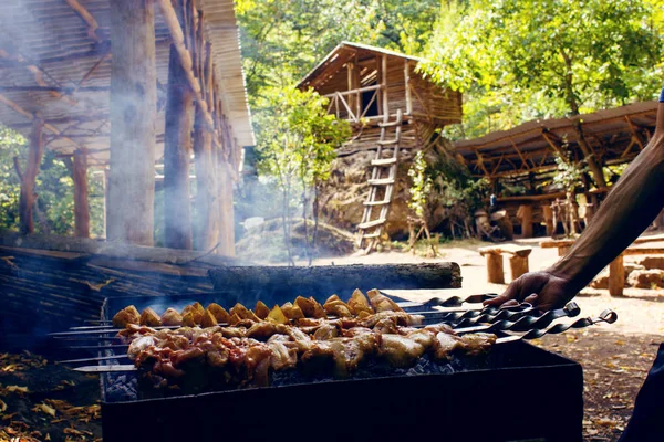 Shish kebab on skewers. — Stock Photo, Image