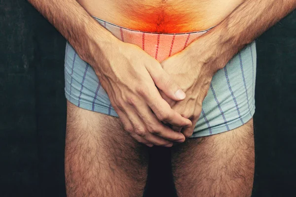 Man having a problem with his penis — Stock Image Man having a problem with his penis Royalty Free Stock Photos