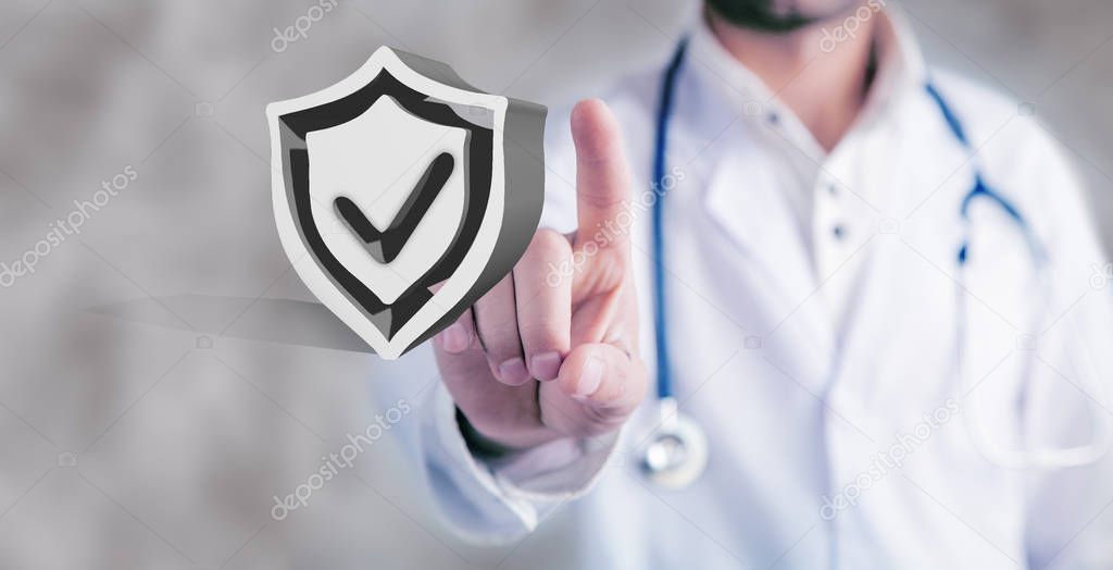 doctor clicks antivirus icon on screen