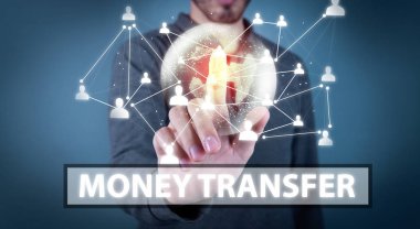 Dünya haritası ve dijital para aktarımı kavramı