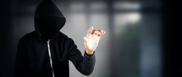 Cybersecurity Computer Hacker Met Hoodie — Stockfoto