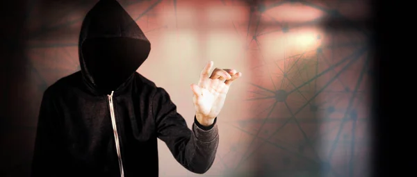 Cybersecurity Computer Hacker Met Hoodie — Stockfoto