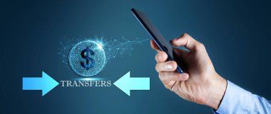 Dünya haritası ve dijital para aktarımı kavramı