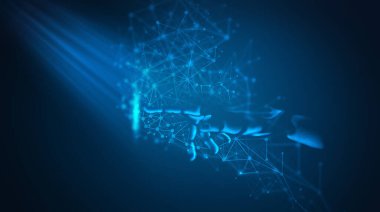 Makine öğrenimi. Robot el ekrana dokunuyor.