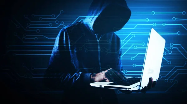 Cybersecurity Computer Hacker Met Hoodie — Stockfoto