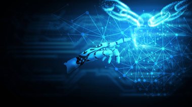 Çevrimiçi güvenlik arayüzü kullanan robot kolu.