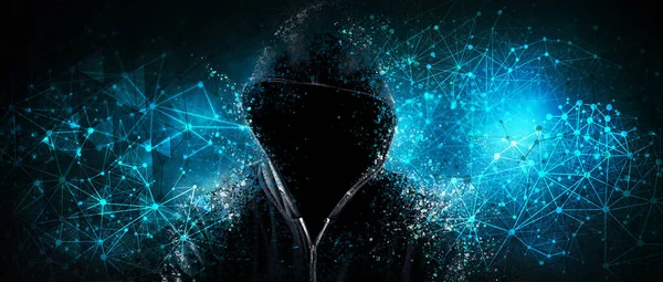 Cybersecurity Számítógépes Hacker Kapucnis Pulóverrel — Stock Fotó