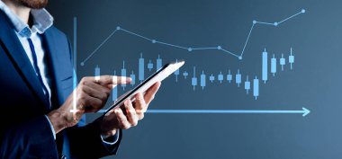 Finansal ticaret kavramı. Borsa ve borsa.
