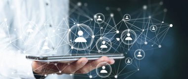 Online iş konsepti. küresel iş sözleşmeleri