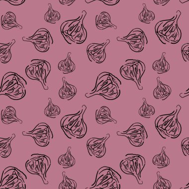 Arka plan tasarımı için taze sarımsak sebze topları ile Seamless modeli. Desen. Raster