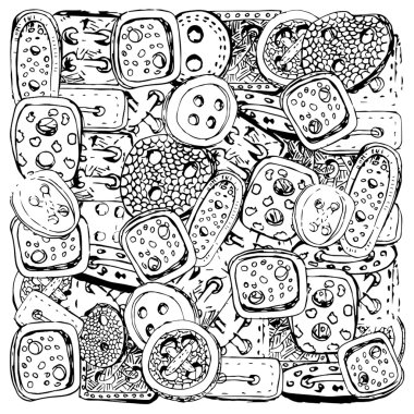 Düğmeler siyah-beyaz desen. Boyama, tasarım, doku için