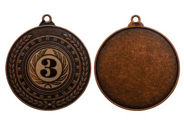 Beyaz arka plan üzerinde izole bronz madalya
