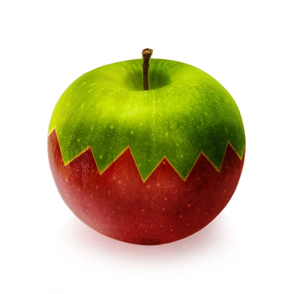 Κόκκινο και πράσινο μήλο απομονωμένο σε λευκό φόντο — Φωτογραφία Αρχείου