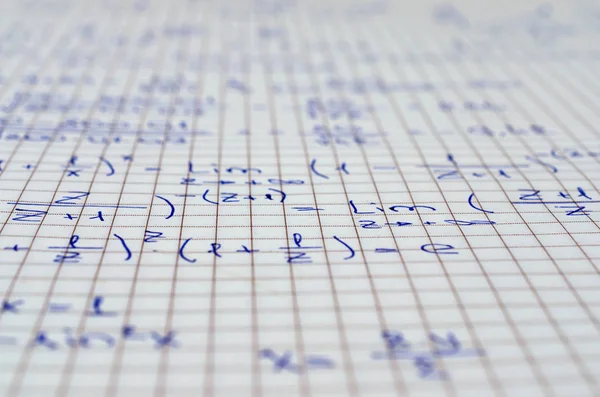 School Notebook With Handwritten Algebra Equations — Stock Photo, Image