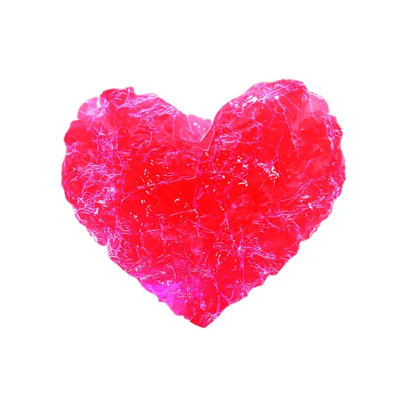 Coração vermelho em fundo branco isolado. Dia dos Namorados — Fotografia de Stock