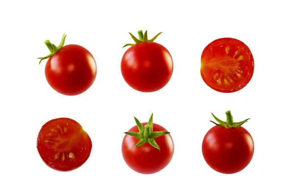 Małych pomidorów na białym tle na białym tle, Cherry — Zdjęcie stockowe