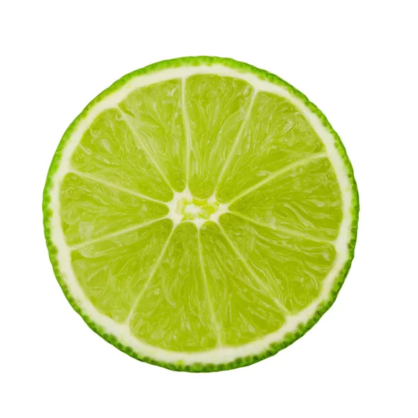 Fruta de limão e uma fatia isolada sobre fundo branco — Fotografia de Stock