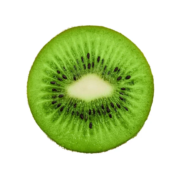 Circle kiwi fruta aislada sobre fondo blanco. Ruta de recorte — Foto de Stock