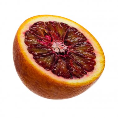 Beyaz adam izole Sicilya turuncu meyve sulu dilim