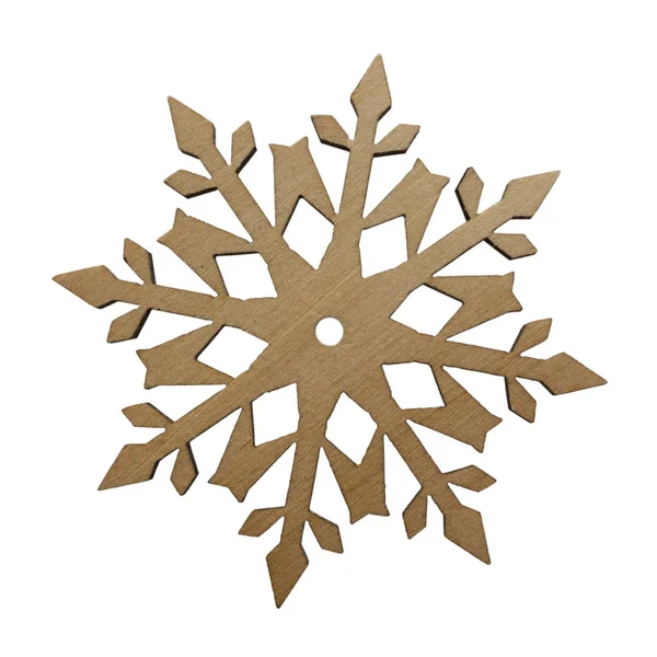 Boże Narodzenie snowflake gwiazda z drzewa. Boże Narodzenie, nowy rok, wydarzenie wystrój wykonane z litego drewna. Na białym tle. — Zdjęcie stockowe