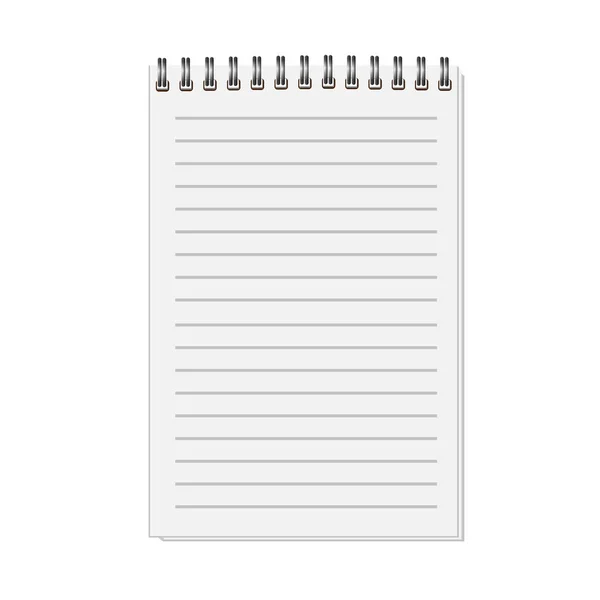 Cuaderno espiral cerrado realista en blanco aislado sobre fondo blanco. Copybook vertical. Plantilla, maqueta de organizador o diario. Cuaderno forrado horizontal.Vector . — Vector de stock