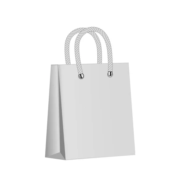 Paquete de papel blanco sobre fondo blanco. Bolsa de papel en blanco. Prepárate. 3d — Vector de stock