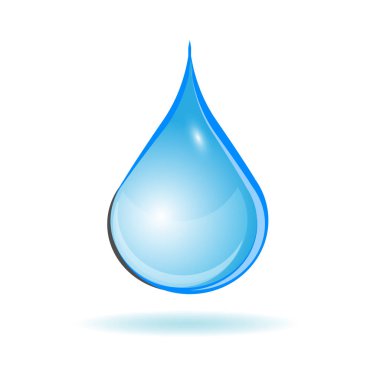 Bir mavi su üzerinde izole beyaz arka plan damla. vektör