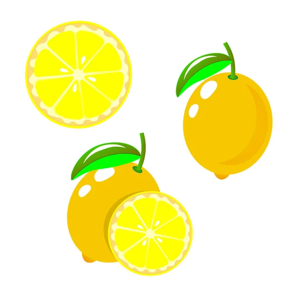 Vector lemon. Set fresh lemon fruits, collection of vector illustrations — Stock Vector
