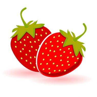 İki kırmızı çilek vektör, düz çilek simgesi