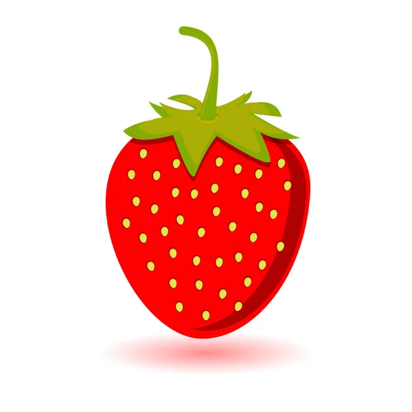 Red Strawberry vetor, ícone de morango plano — Vetor de Stock
