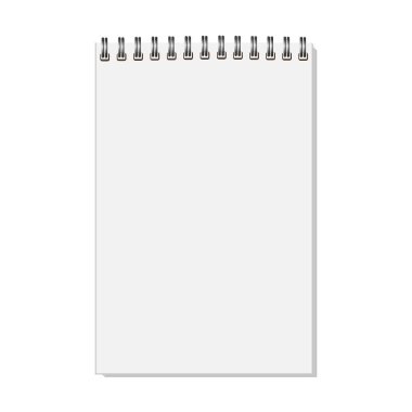 Beyaz arka plan üzerinde izole boş gerçekçi kapalı spiral defter. Dikey defterini. Şablon, Düzenleyici veya günlük kadar sahte. Vektör.