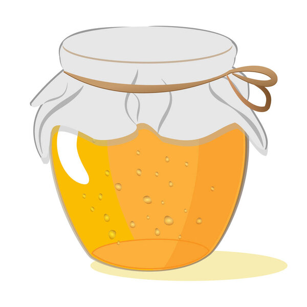 Bank of honey or jam isolated on white background, vector