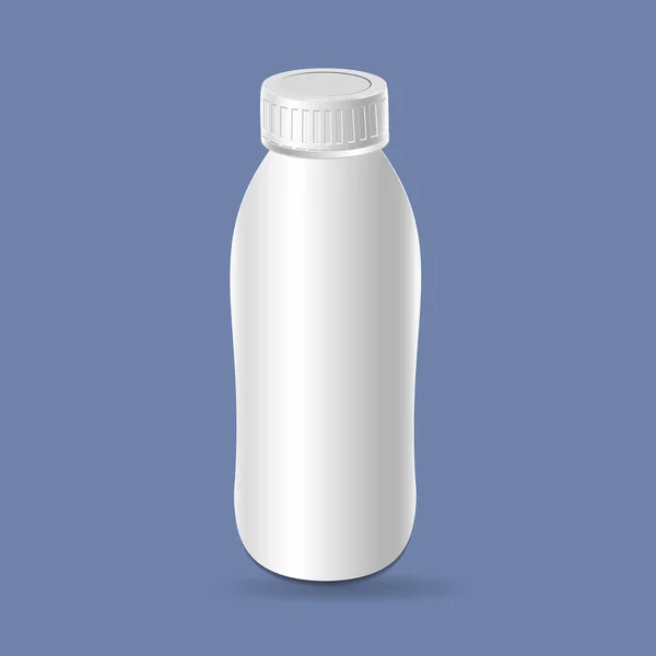Πρότυπο πλαστικό μπουκάλι γάλα, γιαούρτι. Κενή συσκευασία που απομονώνονται σε φόντο. Πρότυπο του πακέτου. Ρεαλιστική 3d mockup. — Διανυσματικό Αρχείο