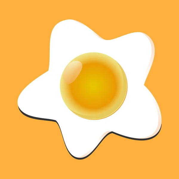 Huevo frito aislado sobre fondo amarillo. Huevo frito icono plano. Primer plano del huevo frito — Vector de stock
