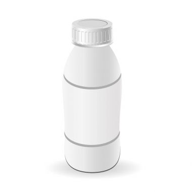 Plastik şablon süt şişesi, yoğurt. Beyaz arka plan üzerinde izole boş ambalaj. Paket şablon. mock-up